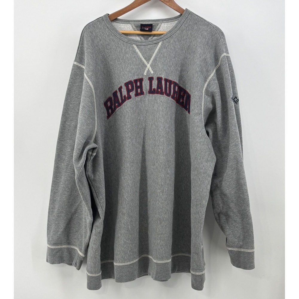Polo Jeans Co. Ralph Lauren Crewneck Sweatshirt Men 4XT Gray Spellout Big & Tall